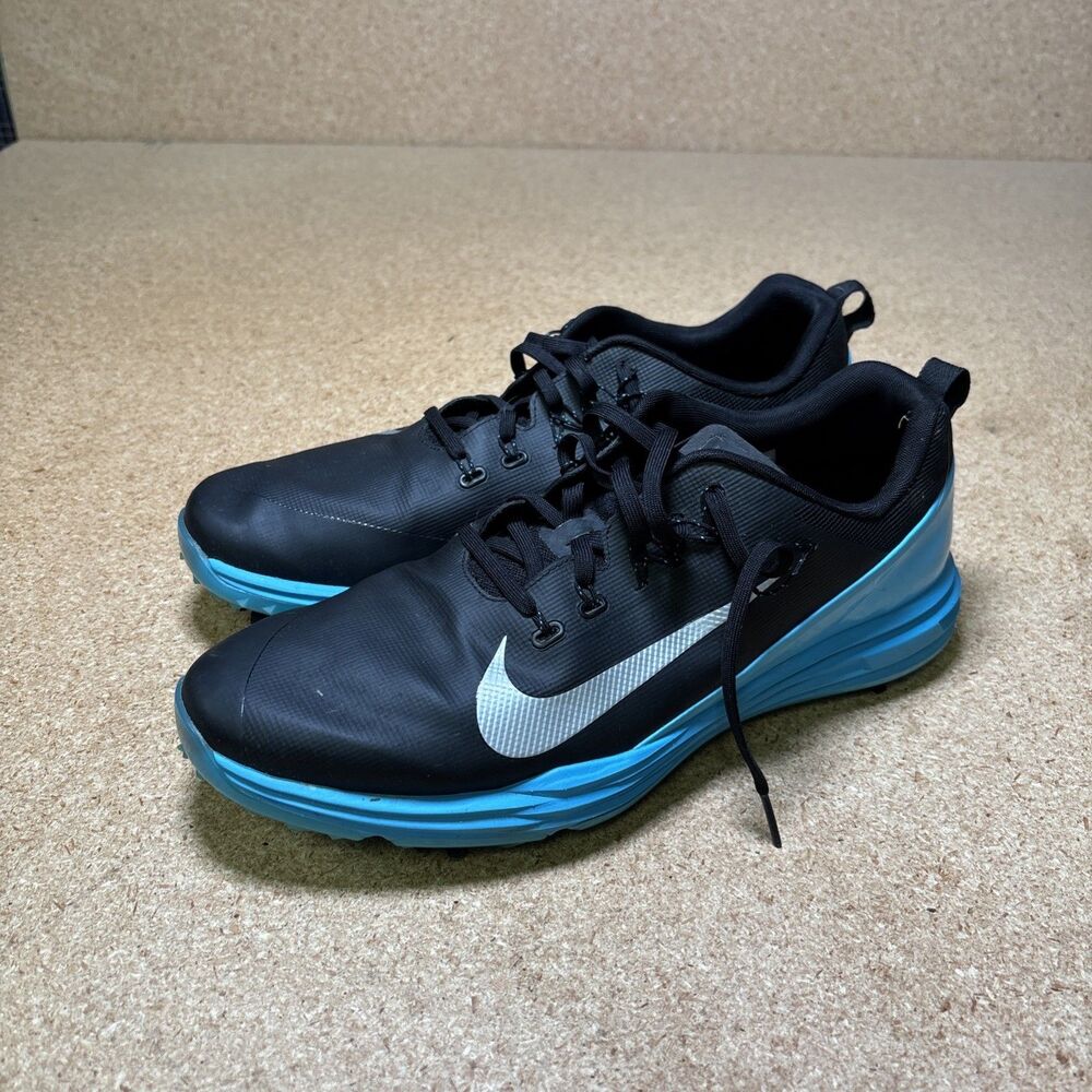 Nike Golf Shoes Mens Size 11.5 Black Blue Lunar Command 2 Soft Spike 849968-004